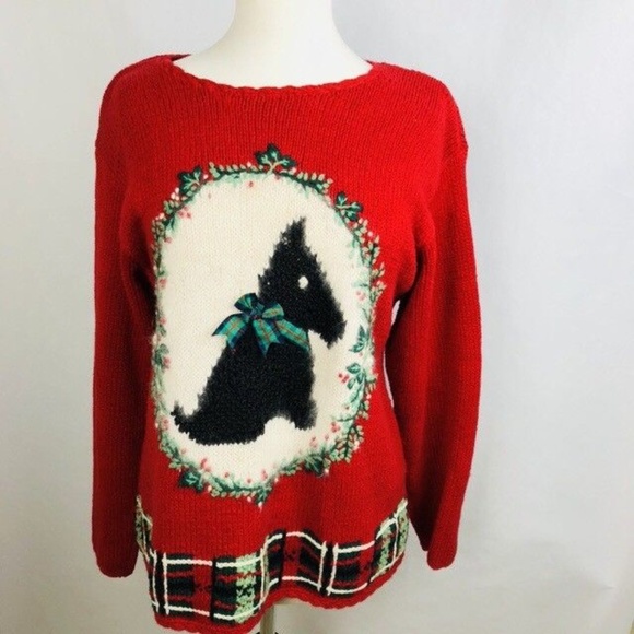 Petite Sophisticate Sweaters - Petite Sophisticate Sweater Christmas Red Dog